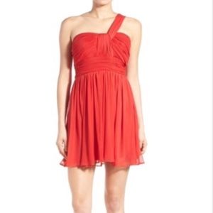 Steppin Out cute one shoulder red dress